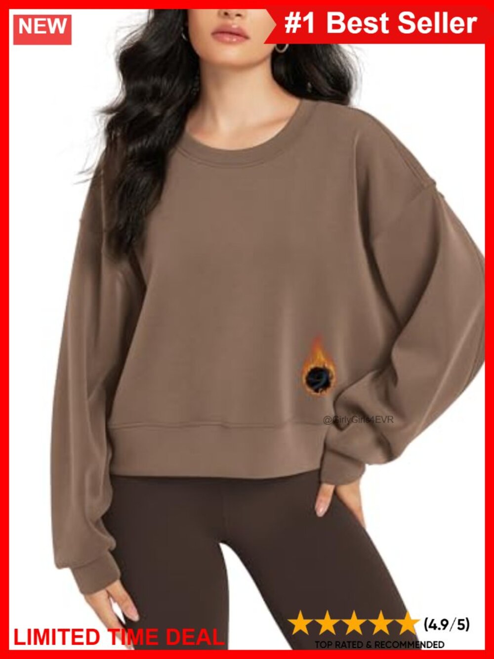 Modal Soft Fleece Lined Cropped Sweatshirt Crewneck Pullover Crop Top